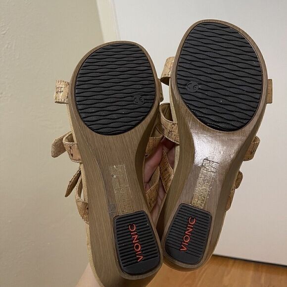 NWOB VIONIC comfort cork tan wedge block sandals size us 7 - Picture 6 of 7